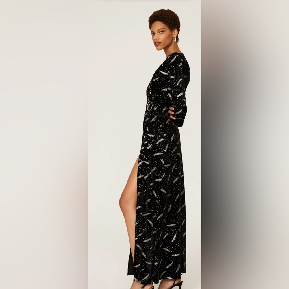 Bronx & Banco Carina Velvet Gown Black and Silver Dress